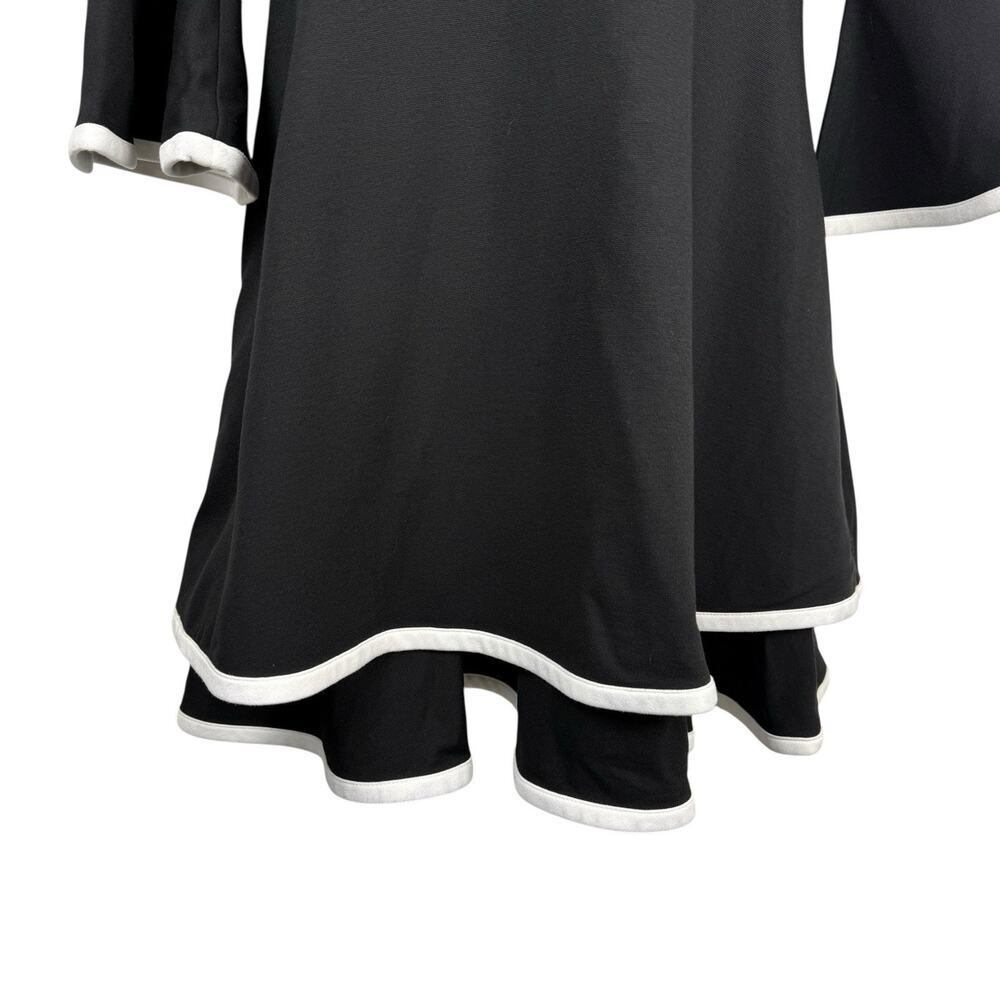 Eliza J Dress Womens 6 Black White Bell Sleeve Ruffled Mini Feminine Romantic - Picture 5 of 14